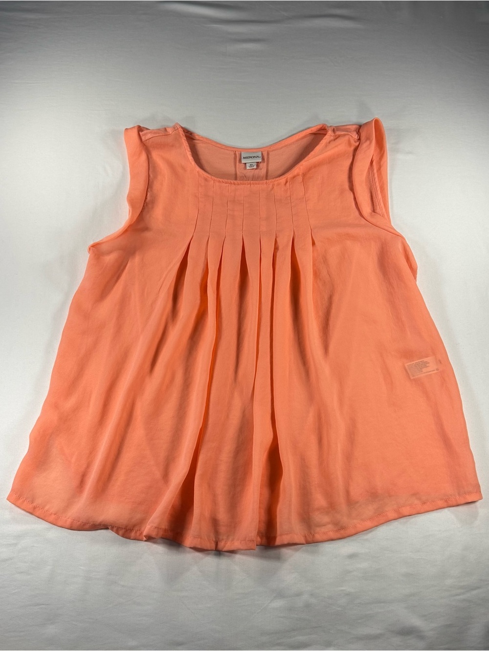 Merona Women’s XL Peach Coral Pleated Sleeveless Top Blouse